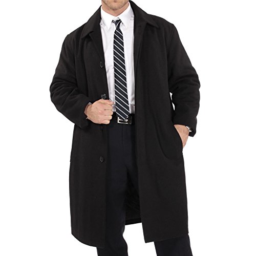 Alpine Swiss Zach Mens Wool Trench Coat Knee Length Overcoat Black XL ...